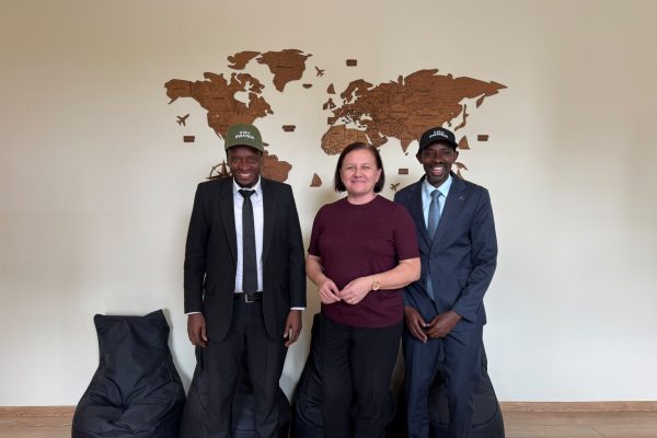 From left to right: Gamariel Mbonimana director of Research at EAUR, Maria Zareb Hidous Erasmus + Project Manager at Western University, Poland, and Peter Kasaija Director of Finance at EAUR